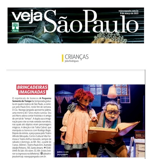 Revista Veja São Paulo fala da peça A Pequena Semente do Tempo