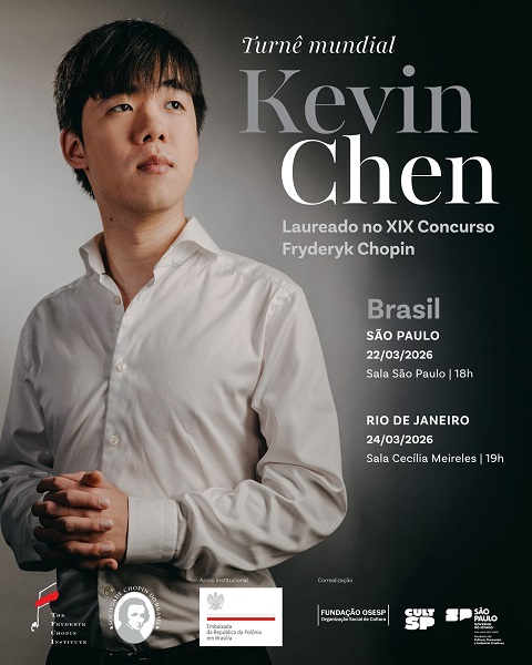 Pianista canadense Kevin Chen, segundo lugar no Festival Chopin de Varsóvia, toca nas salas São Paulo e Cecília Meireles