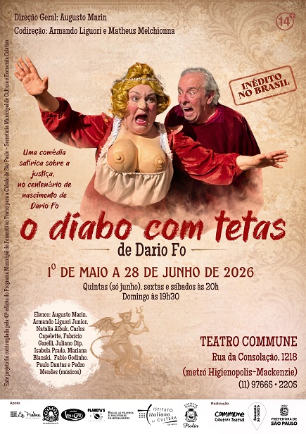 Comédia inédita O Diabo com Tetas, de Dario Fo, estreia no Teatro Commune